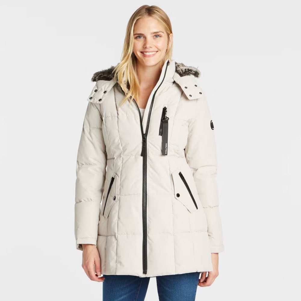 Nautica Winter ivory Faux Fur Coat NWT NEW women’s size S
